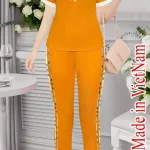 Đồ bộ quần dài áo tay ngắn cổ tròn in chữ