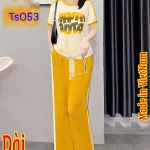 Đồ bộ quần dài áo tay ngắn cổ tròn in chữ