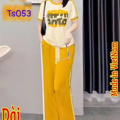 Đồ bộ quần dài áo tay ngắn cổ tròn in chữ