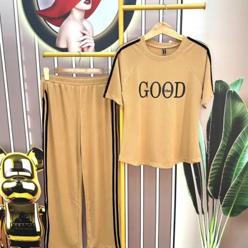 Đồ bộ quần dài áo tay ngắn cổ tròn in chữ good