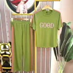 Đồ bộ quần dài áo tay ngắn cổ tròn in chữ good