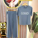 Đồ bộ quần dài áo tay ngắn cổ tròn in chữ good