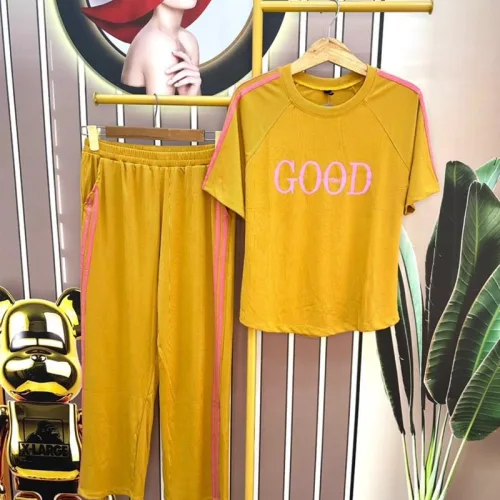 Đồ bộ quần dài áo tay ngắn cổ tròn in chữ good
