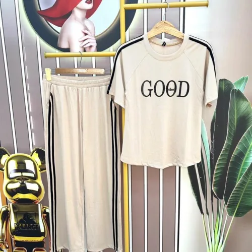 Đồ bộ quần dài áo tay ngắn cổ tròn in chữ good