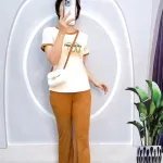 Đồ bộ quần dài áo tay ngắn cổ tròn in hình