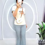 Đồ bộ quần dài áo tay ngắn cổ tròn in hình
