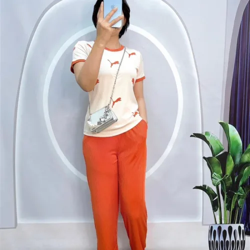Đồ bộ quần dài áo tay ngắn cổ tròn in hình
