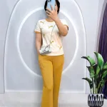 Đồ bộ quần dài áo tay ngắn cổ tròn in hình