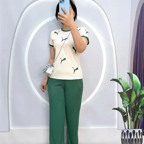 Đồ bộ quần dài áo tay ngắn cổ tròn in hình