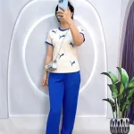 Đồ bộ quần dài áo tay ngắn cổ tròn in hình