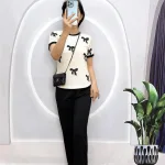 Đồ bộ quần dài áo tay ngắn cổ tròn in hình