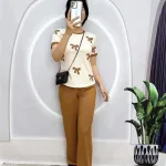 Đồ bộ quần dài áo tay ngắn cổ tròn in hình