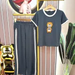 Đồ bộ quần dài áo tay ngắn cổ tròn in hình
