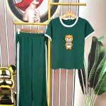 Đồ bộ quần dài áo tay ngắn cổ tròn in hình