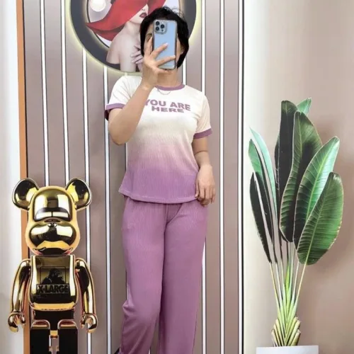 Đồ bộ quần dài áo tay ngắn cổ tròn in hình