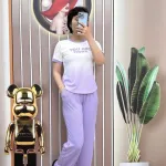 Đồ bộ quần dài áo tay ngắn cổ tròn in hình
