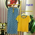 Đồ bộ quần dài áo tay ngắn cổ tròn màu trơn