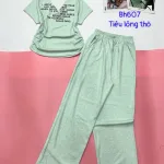đồ bộ quần dài áo tay ngắn cổ V vải tiêu lông