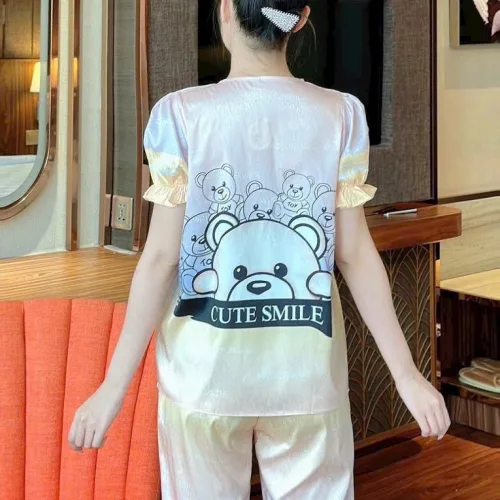 Đồ bộ quần dài áo tay ngắn cổ vuông hoạ tiết