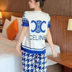 Đồ bộ quần dài áo tay ngắn cổ vuông phối ren hoạ tiết