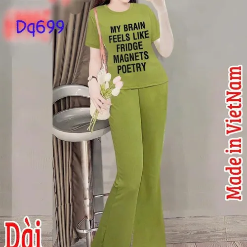 Đồ bộ quần dài áo tay ngắn in chữ