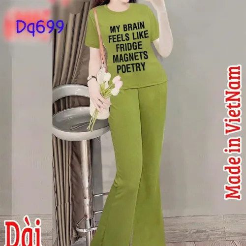 Đồ bộ quần dài áo tay ngắn in chữ