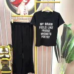 Đồ bộ quần dài áo tay ngắn in chữ
