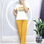 Đồ bộ quần dài áo tay ngắn in chữ