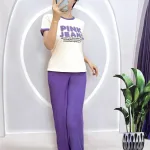 Đồ bộ quần dài áo tay ngắn in chữ