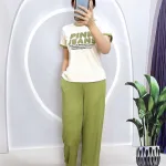 Đồ bộ quần dài áo tay ngắn in chữ