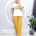 Đồ bộ quần dài áo tay ngắn in chữ