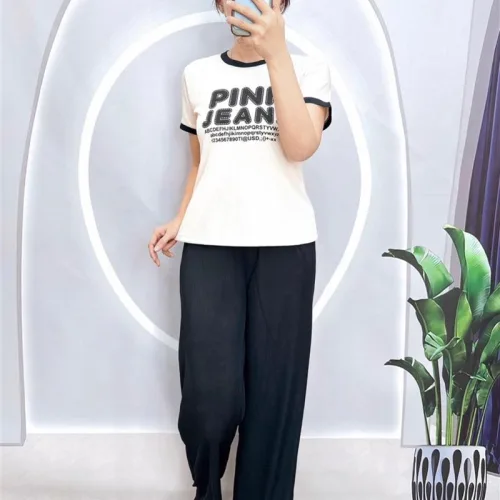 Đồ bộ quần dài áo tay ngắn in chữ