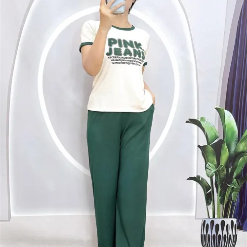 Đồ bộ quần dài áo tay ngắn in chữ