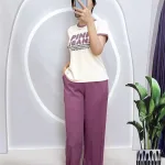Đồ bộ quần dài áo tay ngắn in chữ