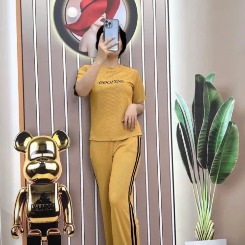 Đồ bộ quần dài áo tay ngắn in chữ