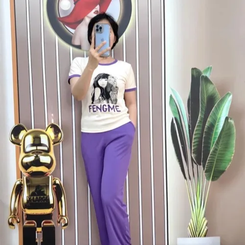 Đồ bộ quần dài áo tay ngắn in hình