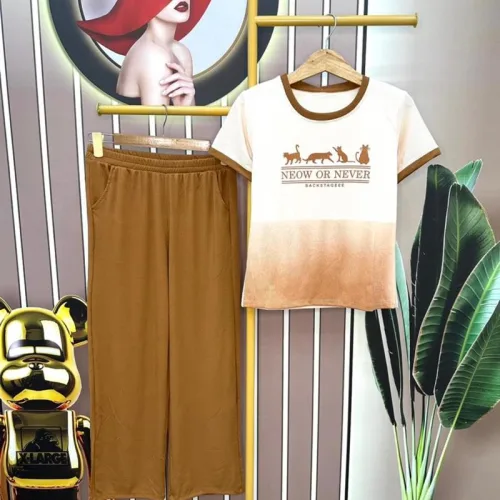 Đồ bộ quần dài áo tay ngắn in hình