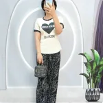 Đồ bộ quần dài áo tay ngắn in hình trái tim trước ngực