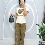 Đồ bộ quần dài áo tay ngắn in hình trái tim trước ngực