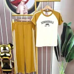 Đồ bộ quần dài áo tay ngắn phối màu in chữ