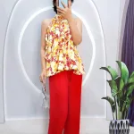 Đồ bộ quần dài áo yếm dây hoạ tiết