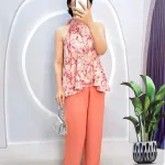 Đồ bộ quần dài áo yếm dây hoạ tiết