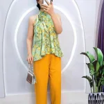 Đồ bộ quần dài áo yếm dây hoạ tiết
