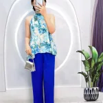 Đồ bộ quần dài áo yếm dây hoạ tiết