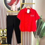 Đồ bộ quần dài đen áo sơ mi tay ngắn cổ bẻ