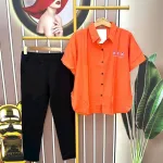 Đồ bộ quần dài đen áo sơ mi tay ngắn cổ bẻ