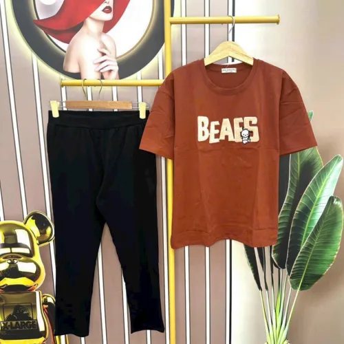 Đồ bộ quần dài đen áo tay ngắn in chữ bears form rộng