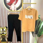 Đồ bộ quần dài đen áo tay ngắn in chữ bears form rộng
