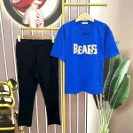 Đồ bộ quần dài đen áo tay ngắn in chữ bears form rộng