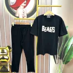 Đồ bộ quần dài đen áo tay ngắn in chữ bears form rộng